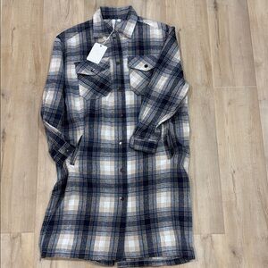 Plaid Long Sleeve Coatigan